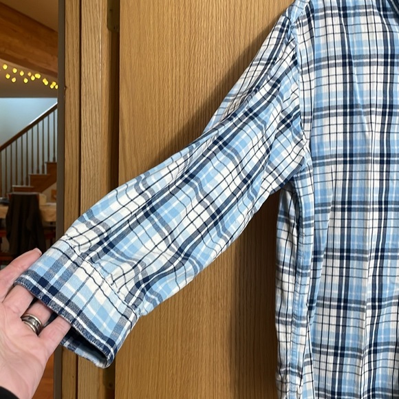 Chaps XXL plaid long sleeve button down shirt blues and white - Picture 4 of 10